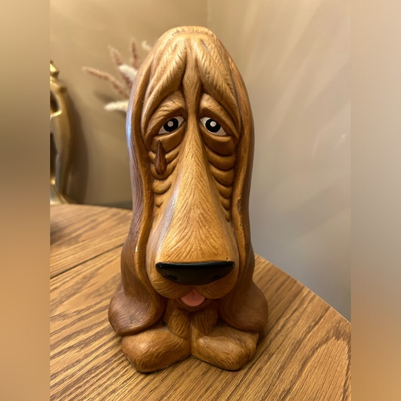 Other - Vintage Brown Crying Basset Hound Mid Century Modern Ceramic Figurine MC…